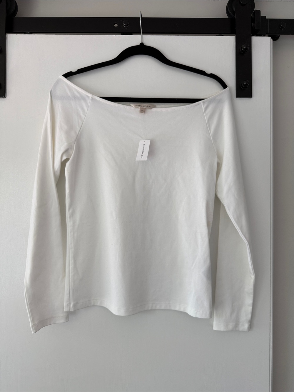 Banana Republic Women's White Boatneck Long-Sleeve Top